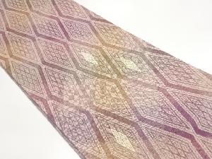 紙布紐通し菱模様織出し洒落袋帯